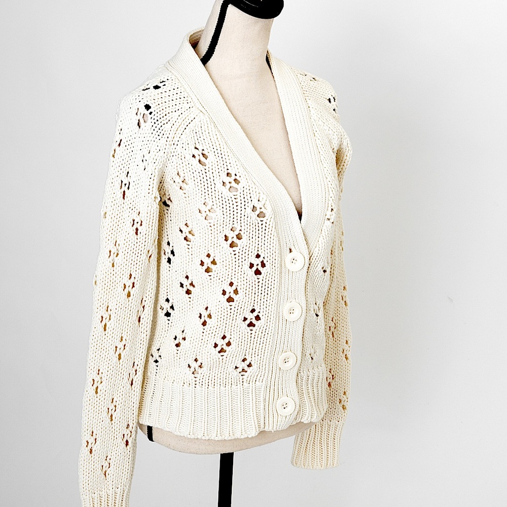 Vintage chunky sweater cardigan cream Route 66 S - Picture 6 of 13